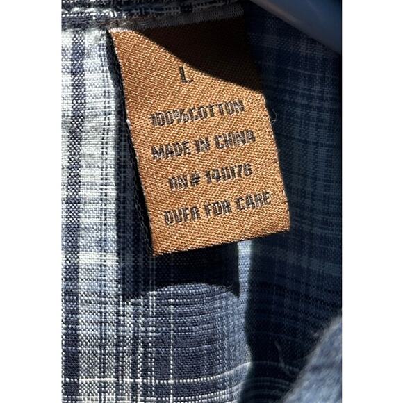 Clear Water Outfitters men’s sz L Blue Plaid 100% Cotton Button-Down Shirt - Picture 4 of 7